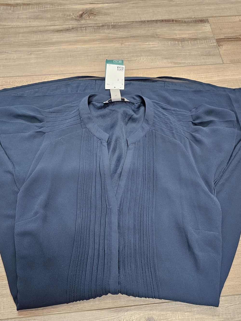 H&M Navy Pintuck Midi Dress NWT